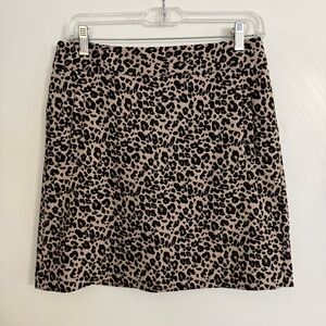 LOFT Tan and Black Animal Print Mini Skirt
